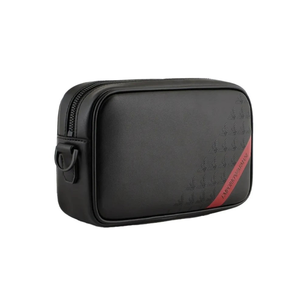 Armani Leren Toilettas voor Mannen Black Heren
