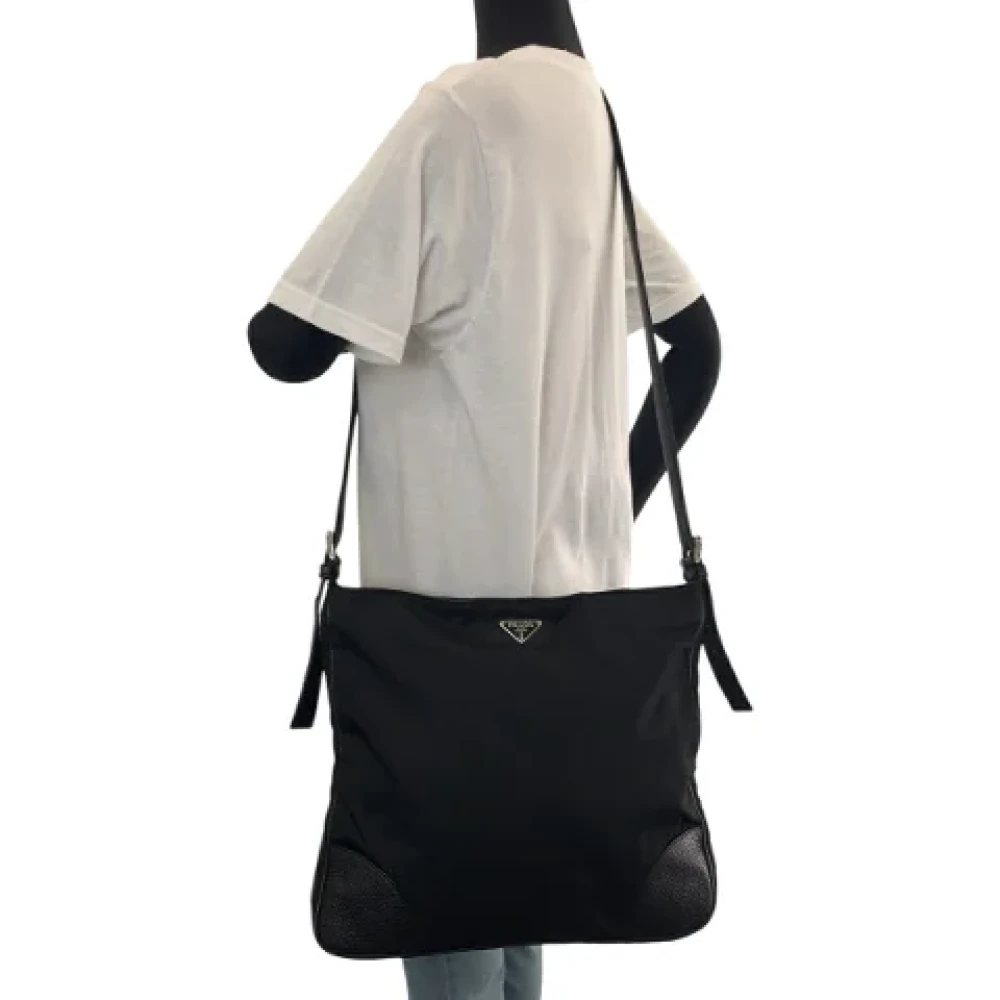 Prada Vintage Pre-owned Canvas crossbody-bags Black Dames