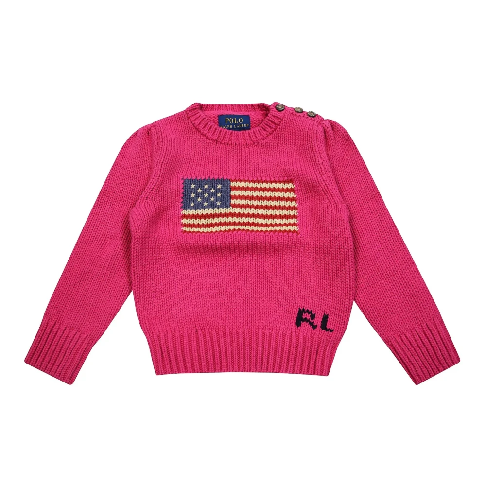 Ralph Lauren Unisex Kids Pink Iconic Flag Jumper - Kids Knitwear - Xl - Kids