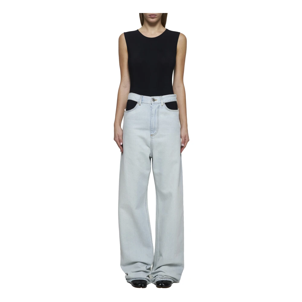 Maison Margiela Blauwe Denim Hoge Taille Jeans Blue Dames