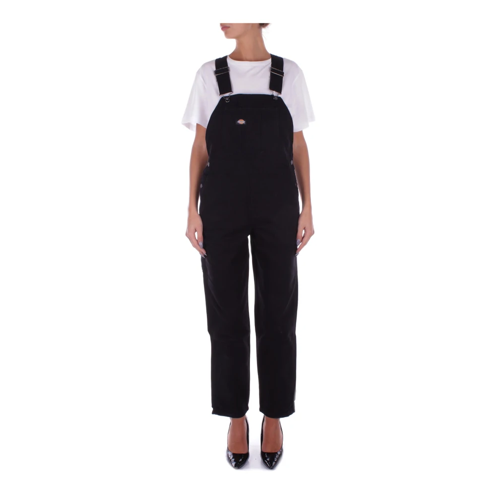 Dickies Svart Denim Overall Klänning Black, Dam