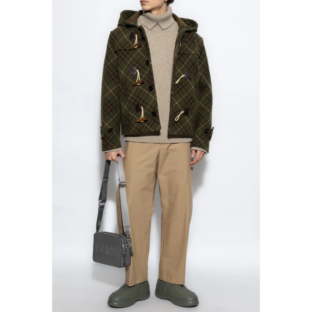 Burberry Wollen jas met capuchon Green Heren