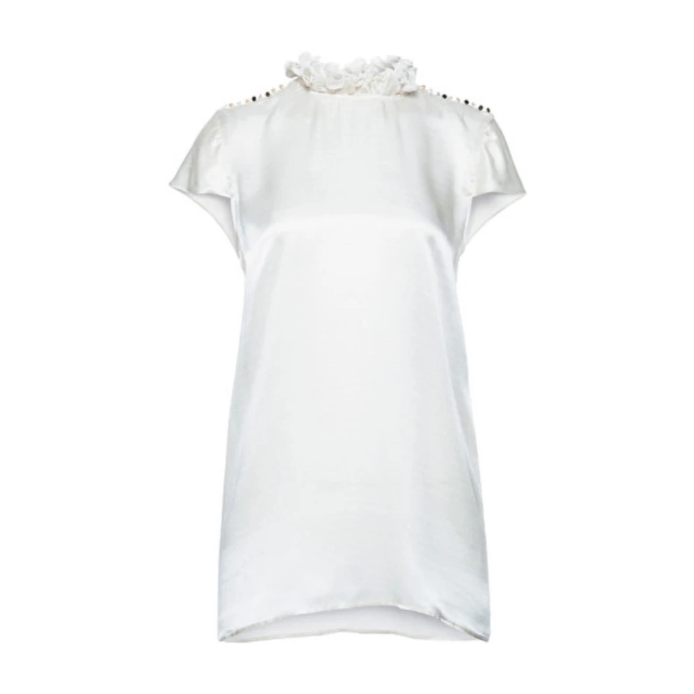 Manila Grace Elegant Logo Print Blus White, Dam