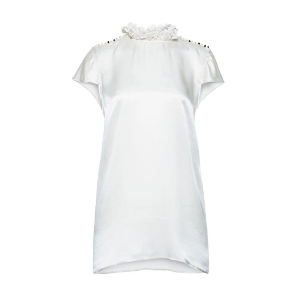Manila Grace Elegante Logo Print Blouse White Dames