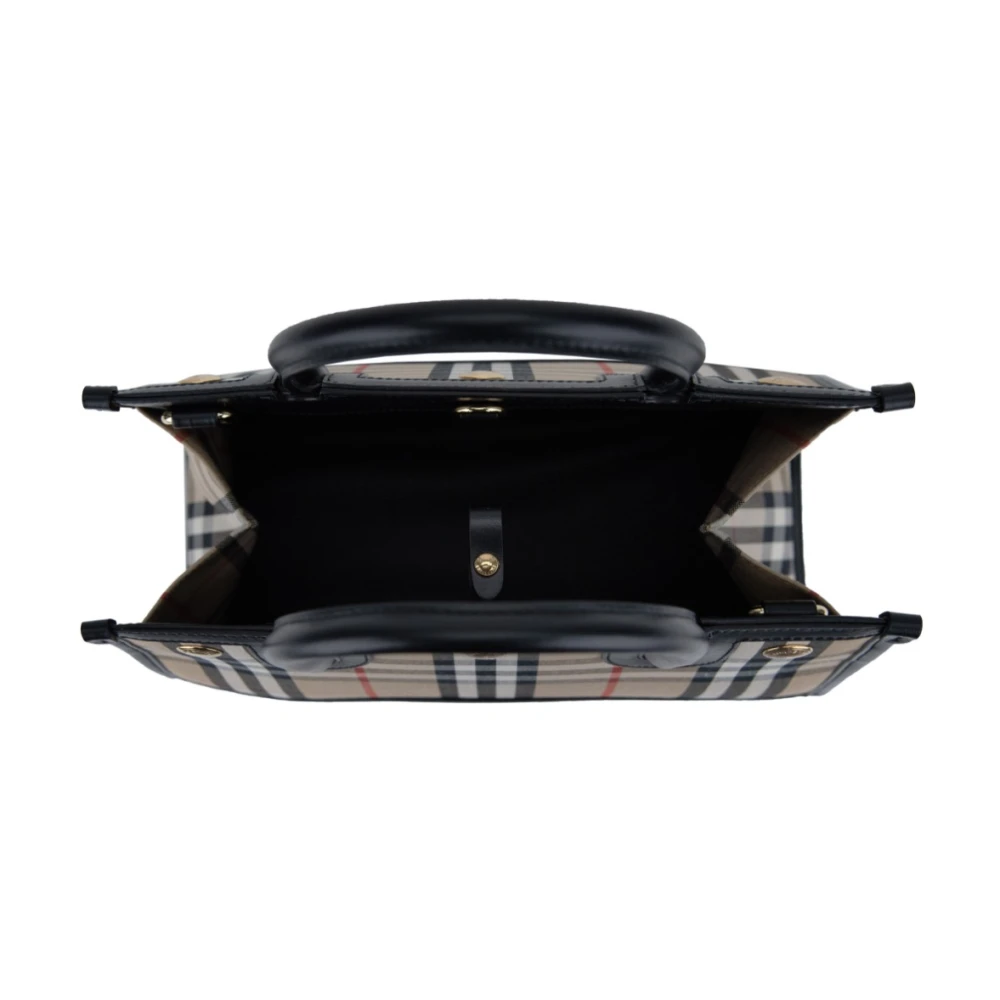 Burberry Klassieke Check Schoudertas met Knoopsluiting Black Dames