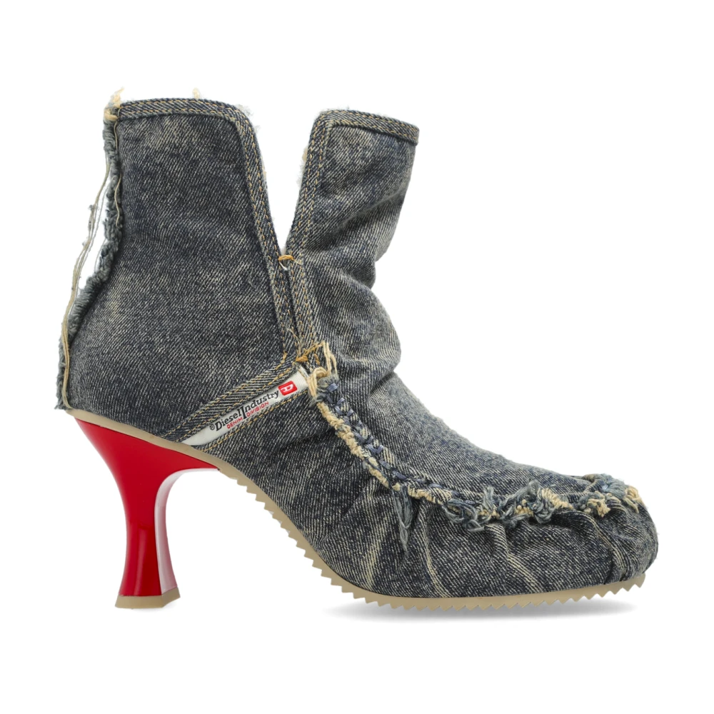 Diesel Blå D-Woodstock Heeled Ankle Boots