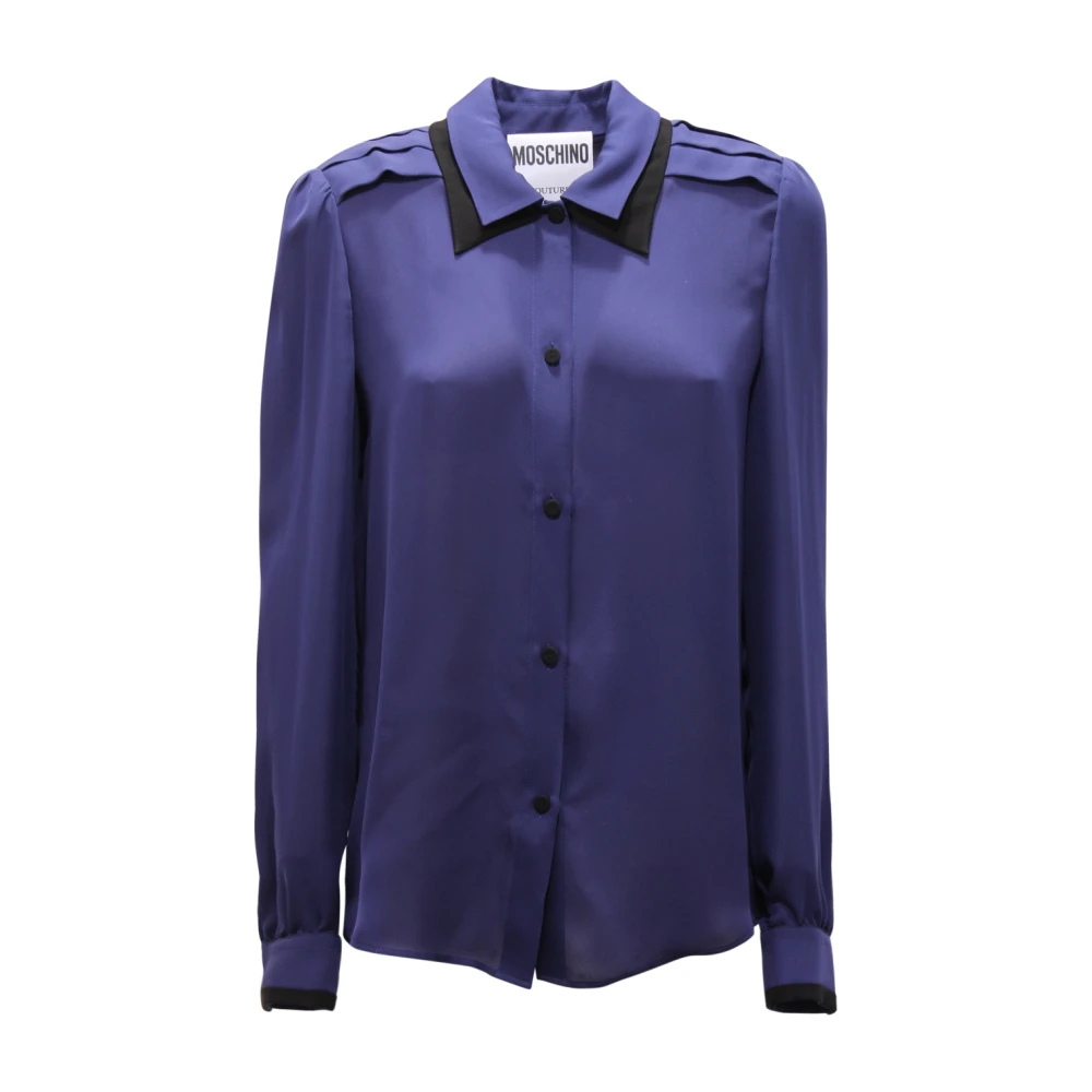 Moschino Women's Blue Shirts, L, Silk Couture Shirt