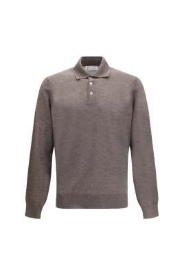 Ull Polo Skjorta med Ribbad Krage