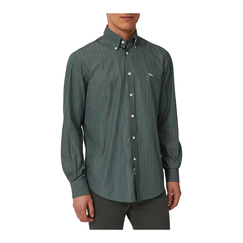 Harmont & Blaine Gestreept Herenoverhemd met Logo Green Heren