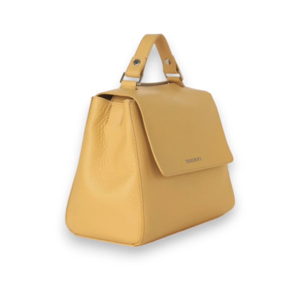 Orciani Leren schoudertas met verstelbare band Beige Dames
