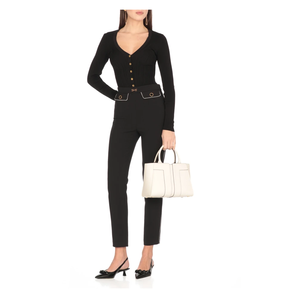 Elisabetta Franchi Zwarte V-hals Cardigan Sweater Black Dames