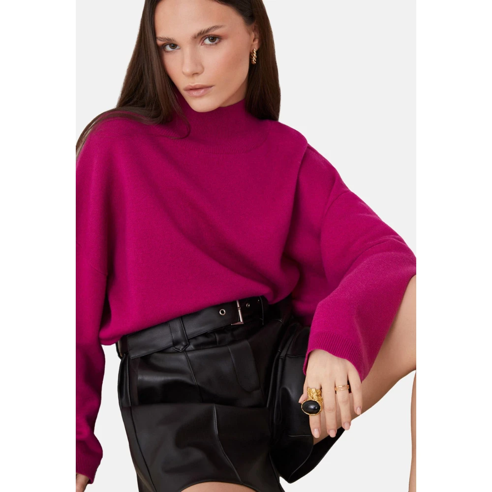 Suncoo Stijlvolle Gebreide Kleding Pink Dames
