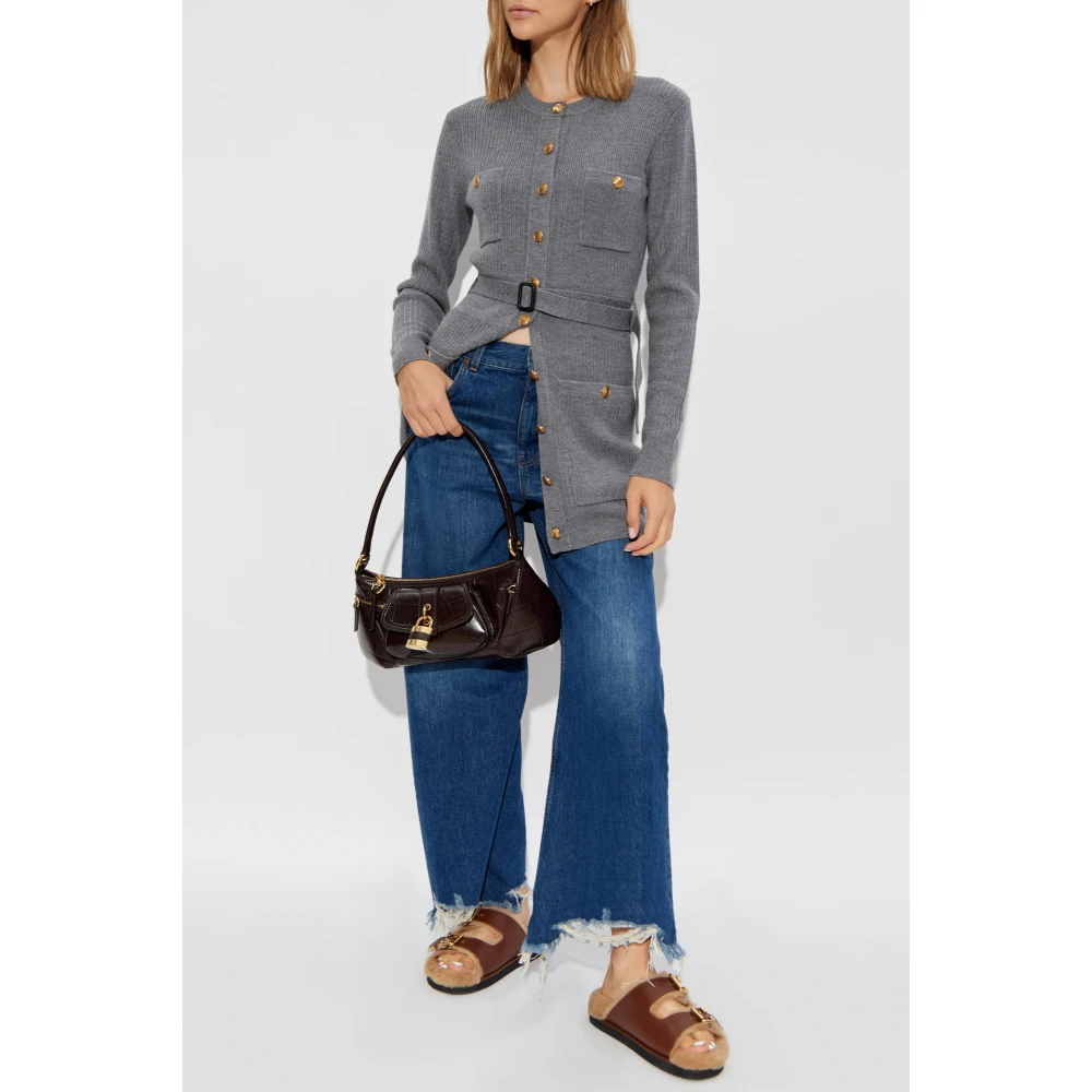 Chloé Wollen jurk met taille riem Gray Dames