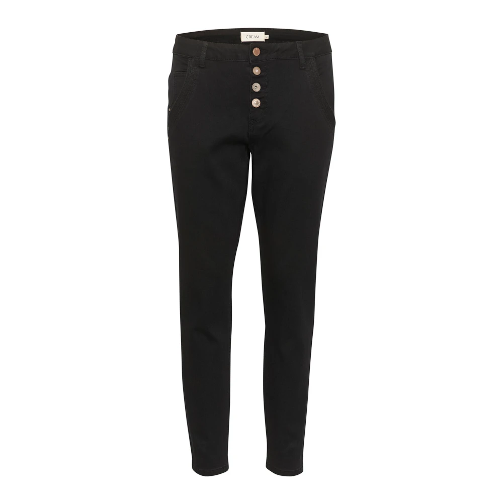 Cream Pitch Black Slim-Fit Cropped Jeans Black, Dam