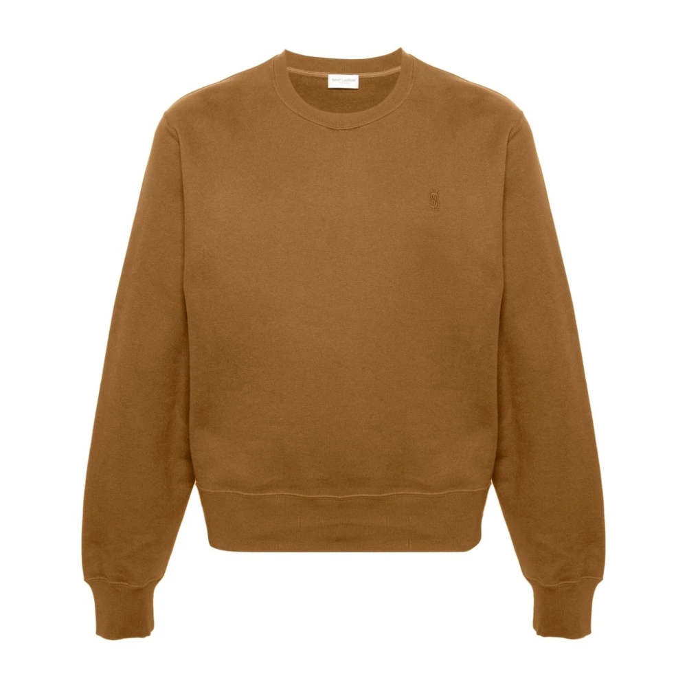 Saint Laurent Sweatshirt van katoen met geborduurd logo Brown Heren