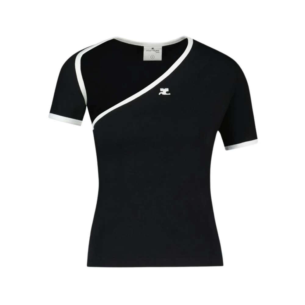 Courrèges Zwart Contrast Katoenen T-Shirt Black Dames