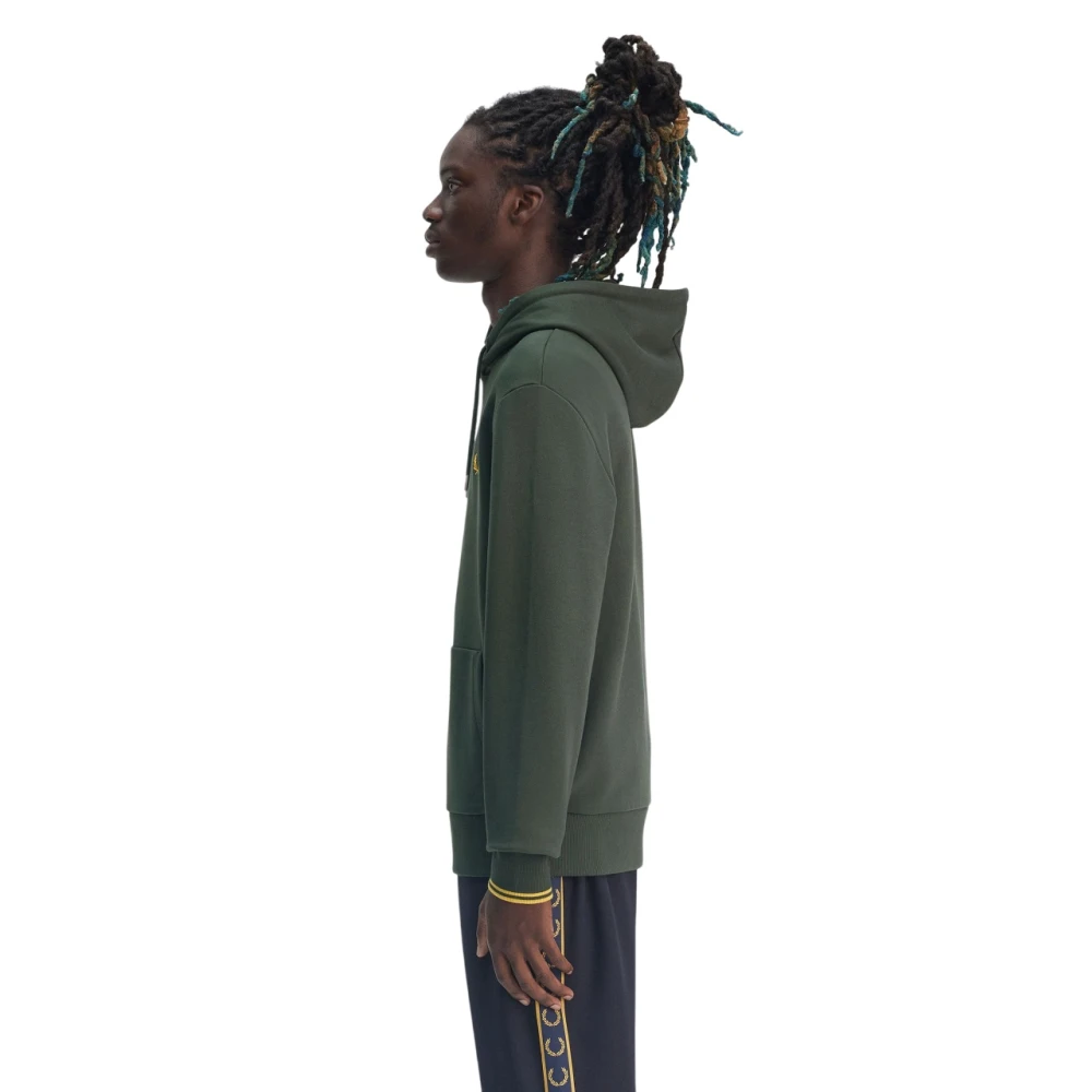 Fred Perry Groene hoodie met dubbele streepdetail Green Heren