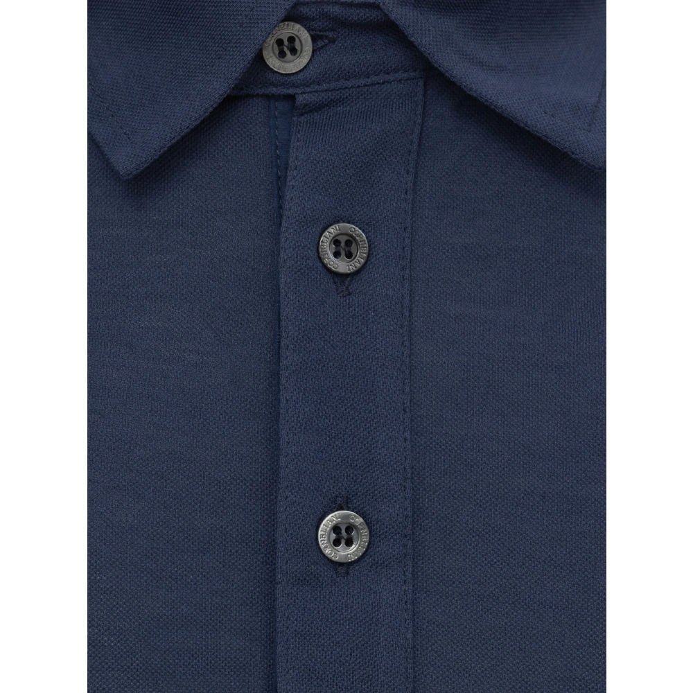 Corneliani Navy Blue Polo Shirt Classic Collar Blue Heren