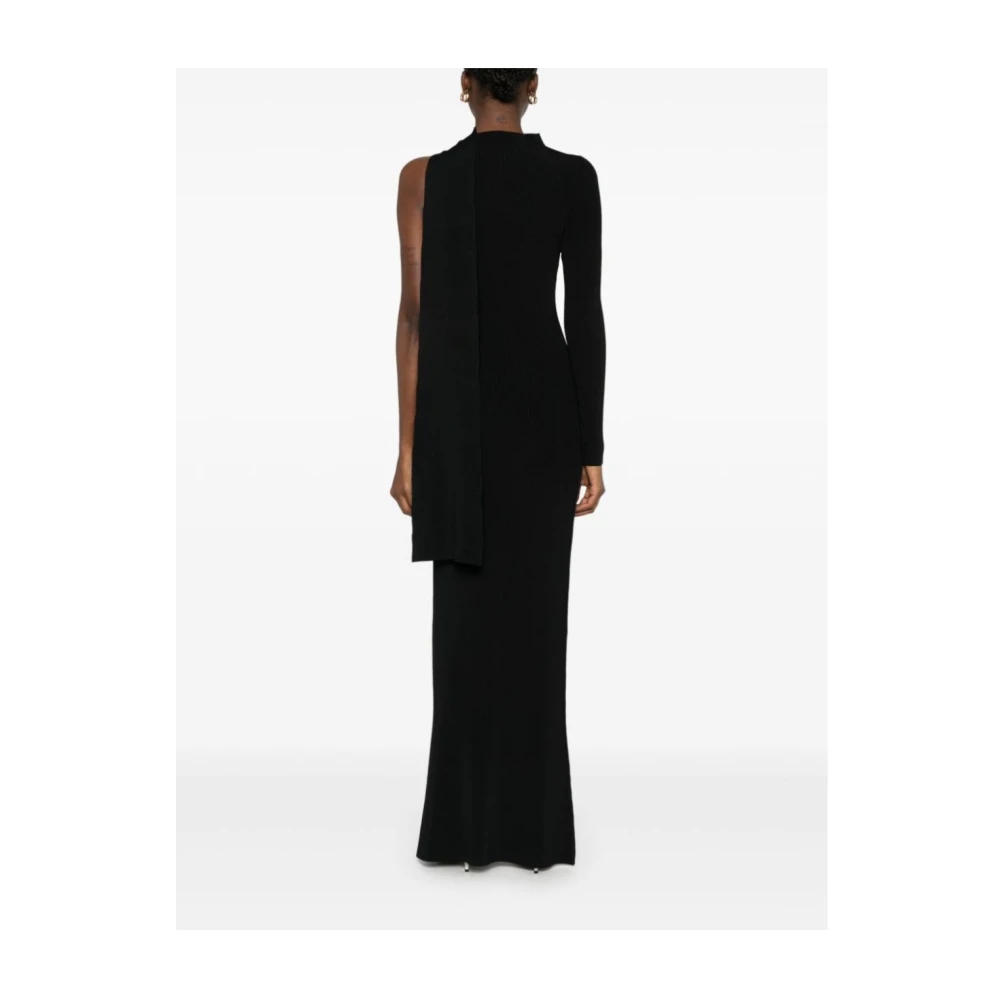 David Koma Asymmetrische Lange Mouw Zwarte Jurk Black Dames
