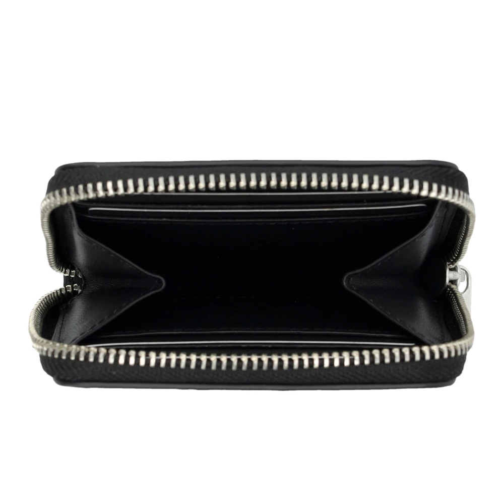 Y-3 Zwarte Leren Logo Ritsportemonnee Black Unisex