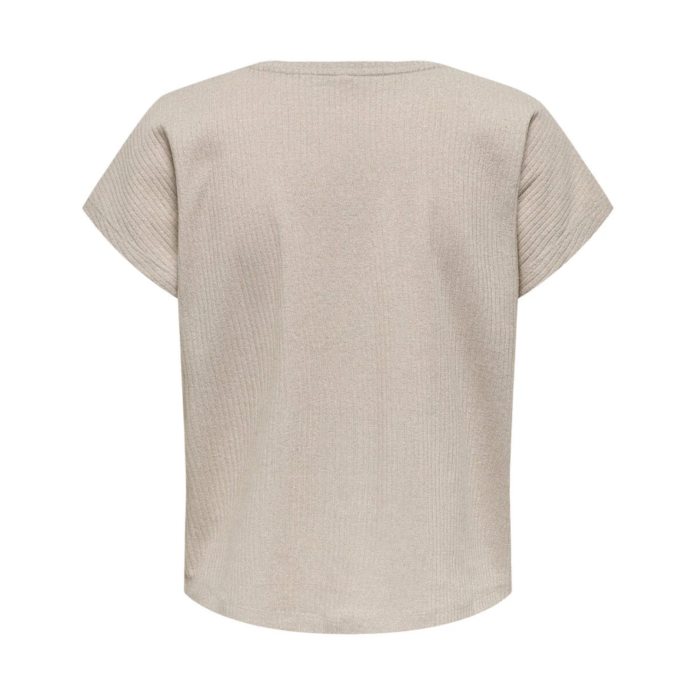 Only Korte Mouw V-hals Blouse Top Beige Dames