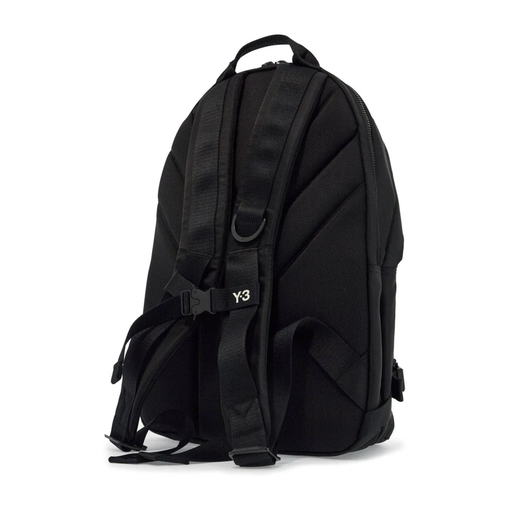 Y-3 Minimalistische Polyester Rugzak met Gewatteerde Banden Black Heren