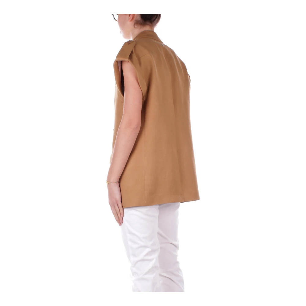 Dondup Bruine Mouwloze Jas met Voorknoppen Brown Dames