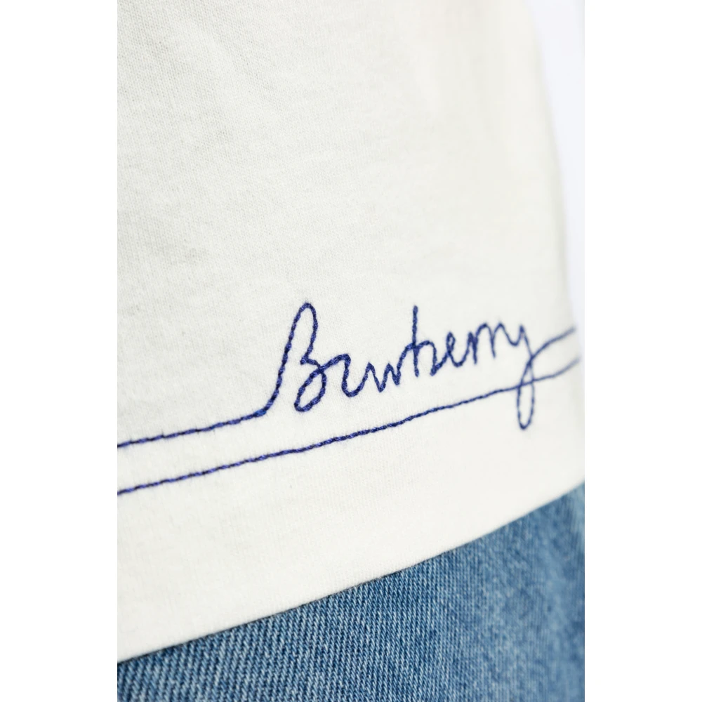 Burberry T-shirt met patch White Heren