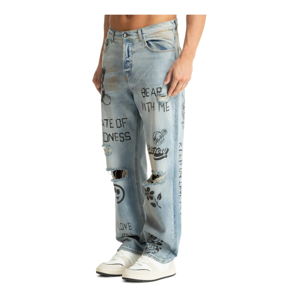 Barrow Abstract Multicolor Jeans met Logo Blue Heren