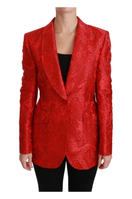 Röd Blazer med Blommigt Änglamönster