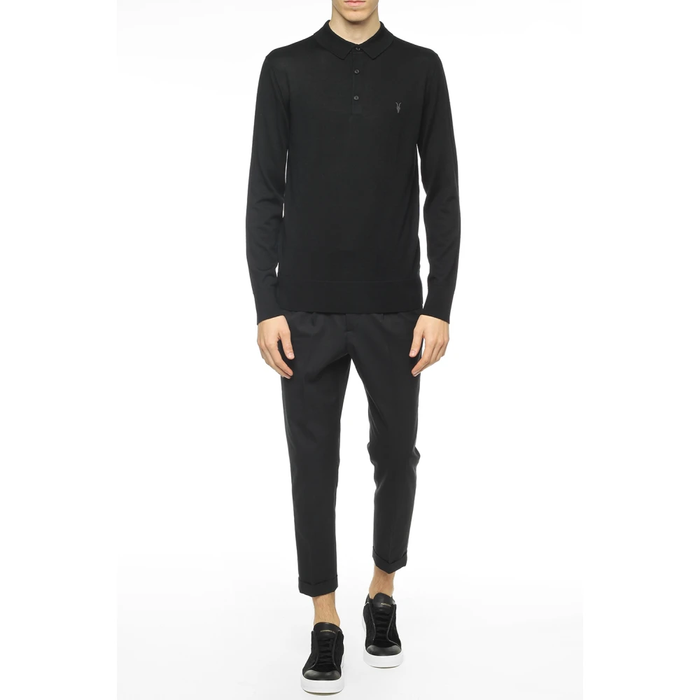 AllSaints Wol Poloshirt Black Heren