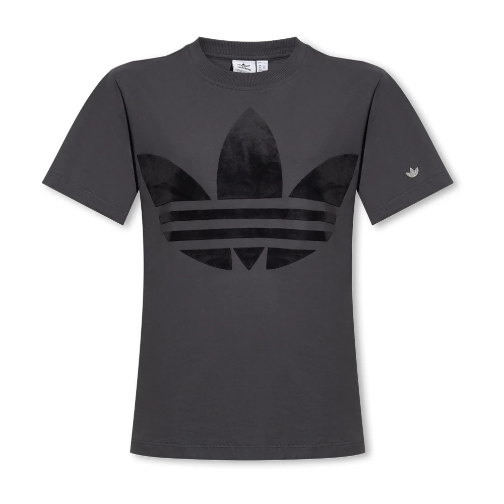 Adidas Originals Velvet Logo T-shirt voor vrouwen Gray Dames