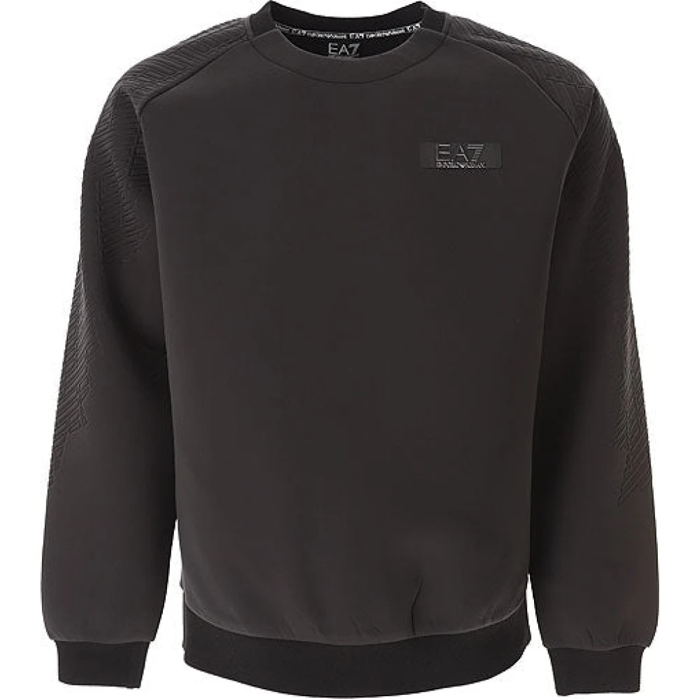 Emporio Armani EA7 Zwarte Crewneck Sweatshirts Black Heren