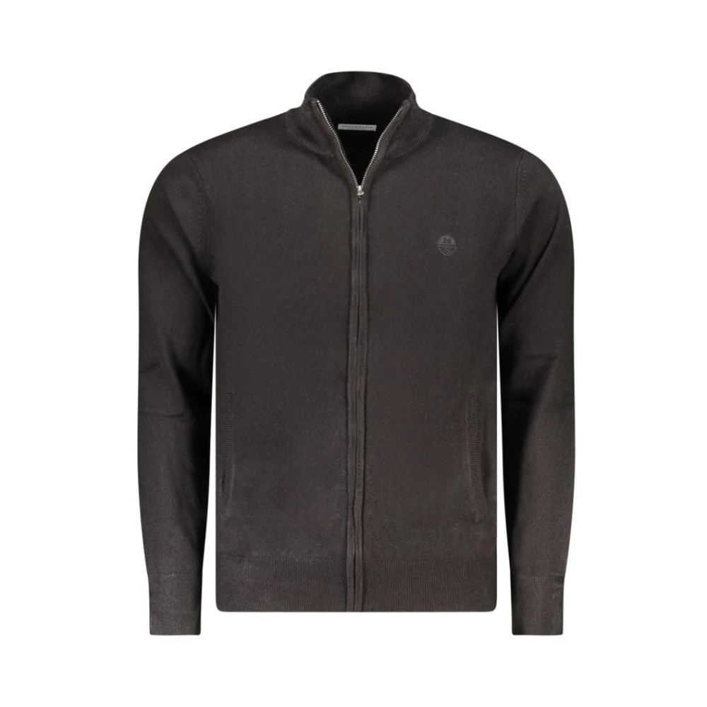 North Sails Men's Black Nylon Cardigan With Embroidery