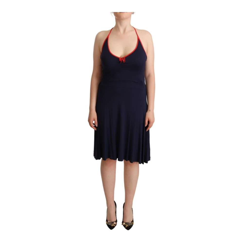Roccobarocco Women's Blue Navy Halter Midi Dress