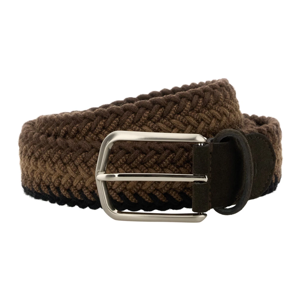 Boggi Milano Herren Brown,Beige Gewebter Elastischer Gürtel Aus Wollmischung