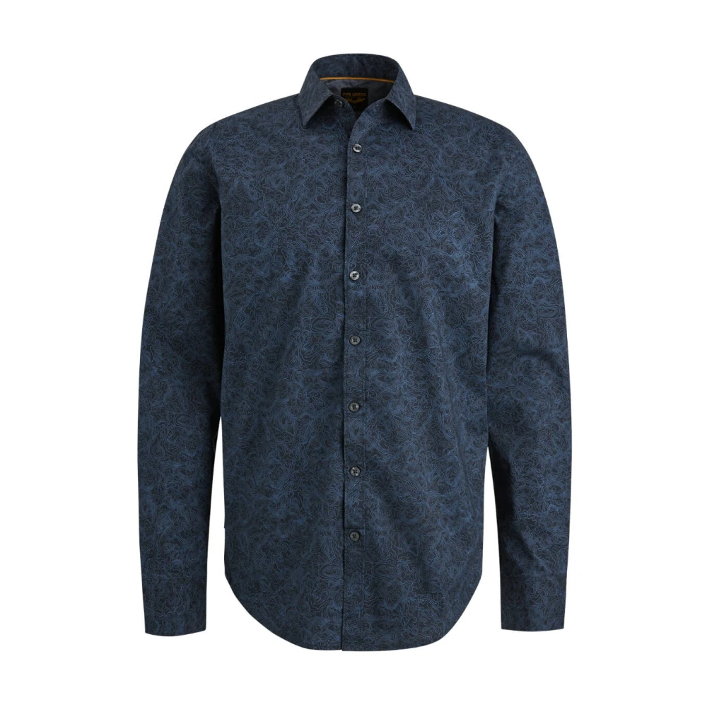 PME Legend Gedrukt lang mouw poplin overhemd Blue Heren