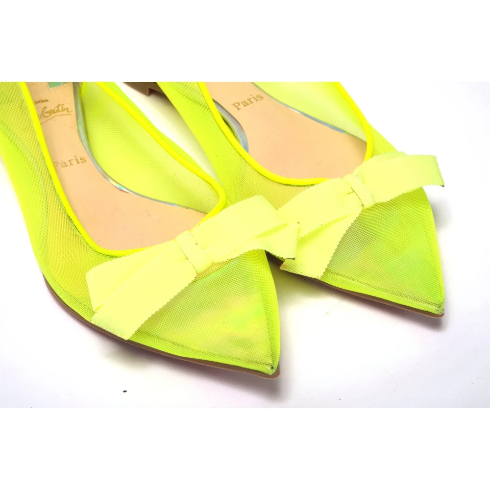 Christian Louboutin Fluro Gele Platte Puntige Schoen Yellow Dames