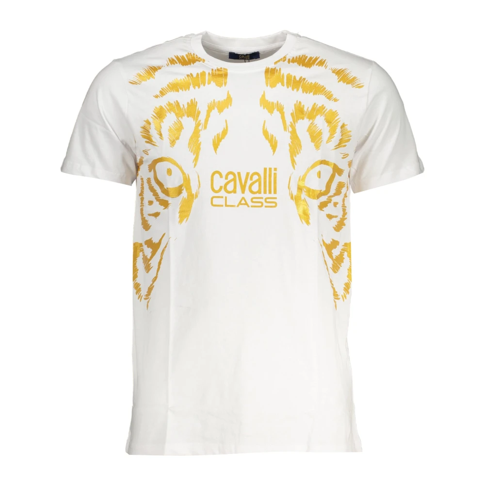 Cavalli Class Witte T-shirt met korte mouwen en logoprint White Heren
