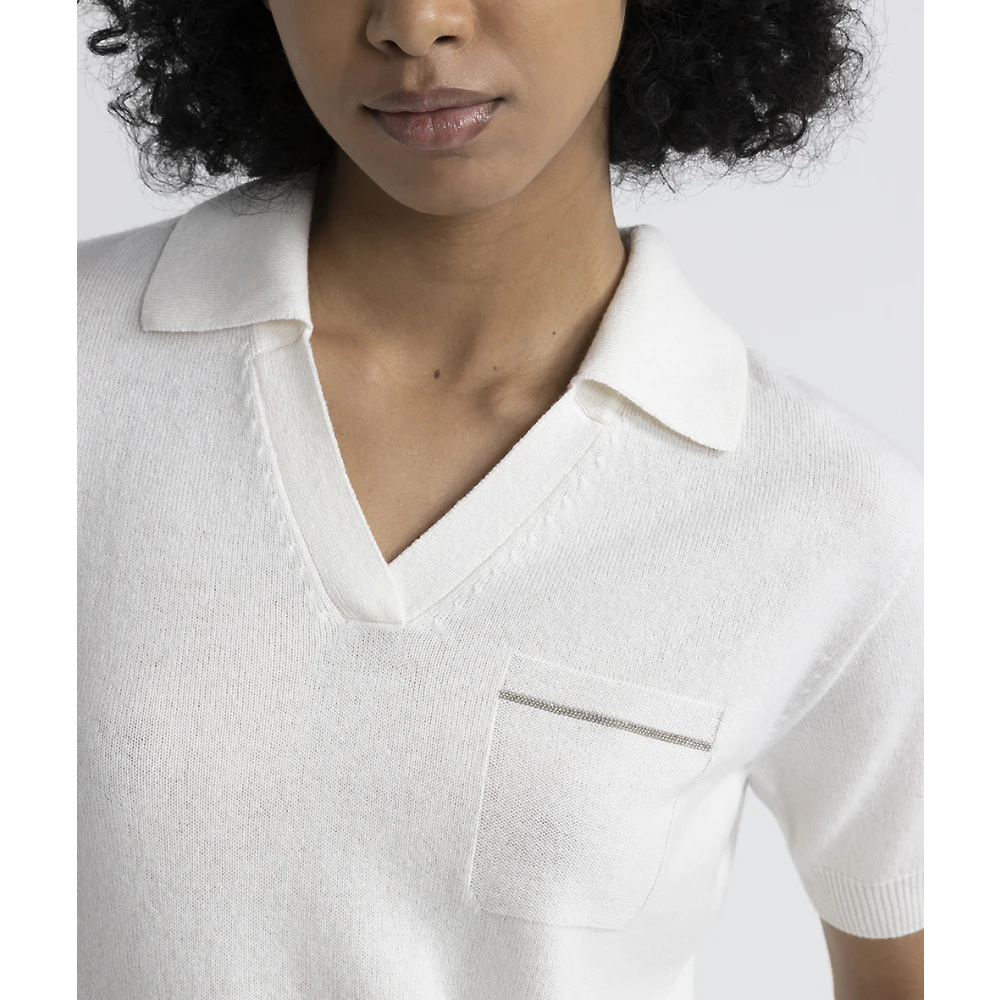 PESERICO Polo hals trui van zuivere kasjmier White Dames
