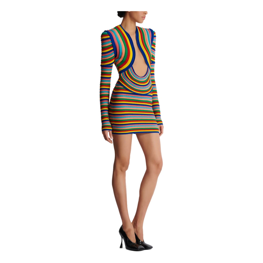 Balmain Korte veelkleurige gebreide jurk Multicolor Dames