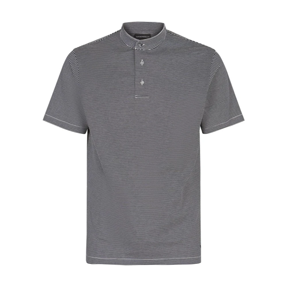 Emporio Armani Herren Schwarz Gestreiftes Poloshirt