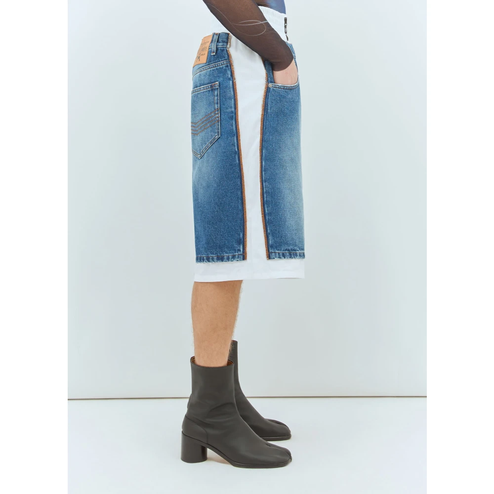 Jean Paul Gaultier Denim Panel Katoenen Shorts Blue Heren