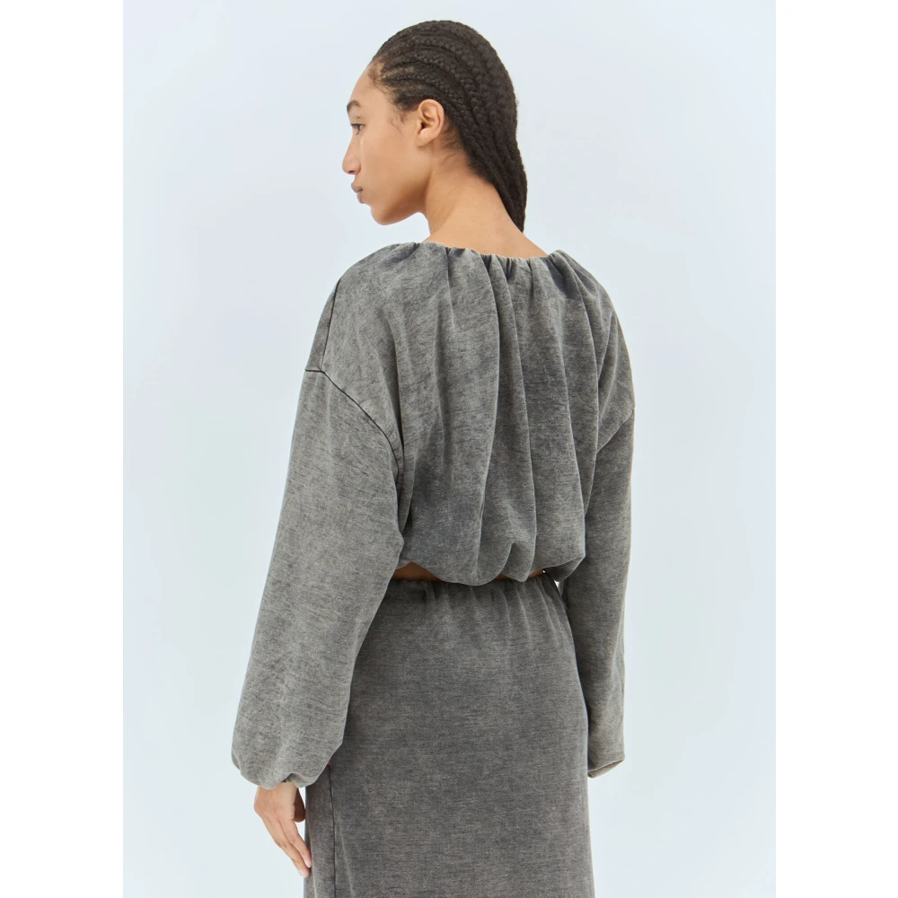 Diesel Sweatshirt van gewassen katoenen jersey met ballonzoom Gray Dames
