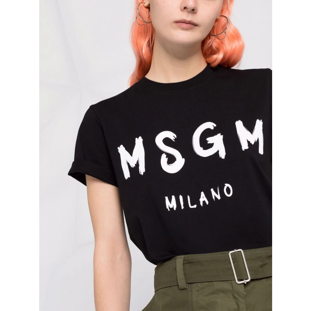 Msgm Katoenen T-shirt Black Dames