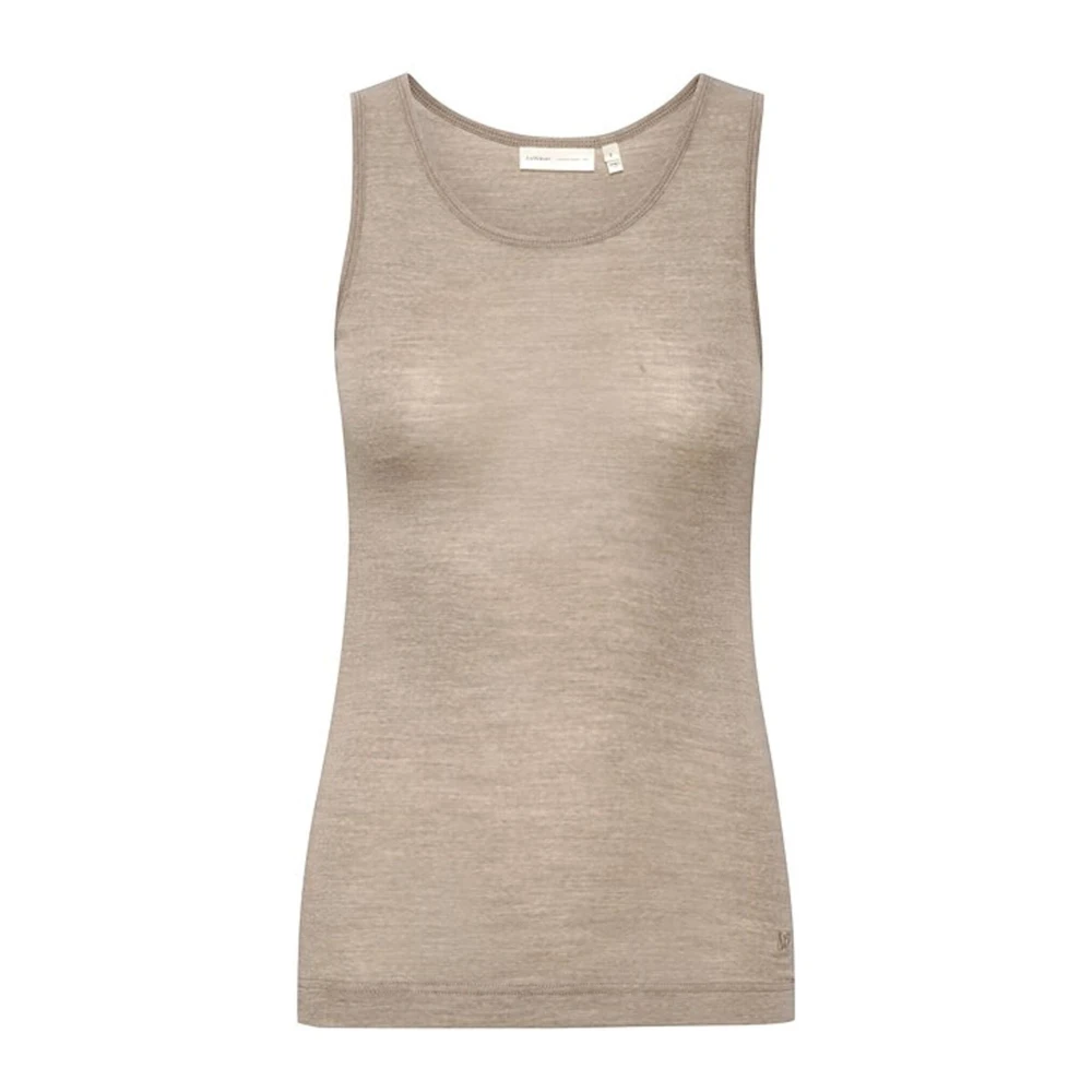 Inwear Brown Sleeveless Tops, Female, Xl, Melange Tank Top Oatmeal