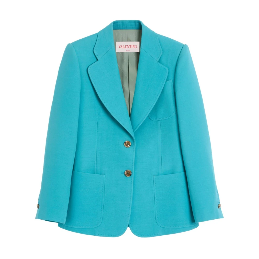 Valentino Garavani Hemelsblauwe Single-Breasted Blazer Jas Blue Dames