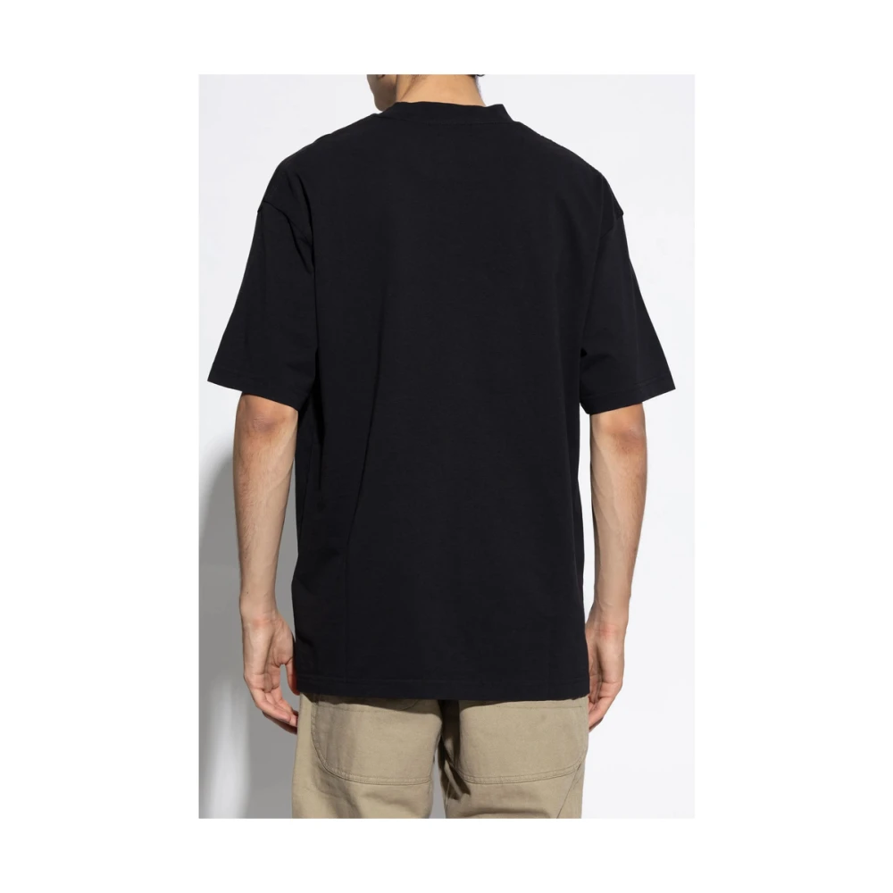 ROA Zwart Logo Print Crew Neck T-shirt Black Heren