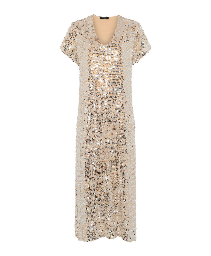 robe-argentee-etincelante-avec-col-en-v