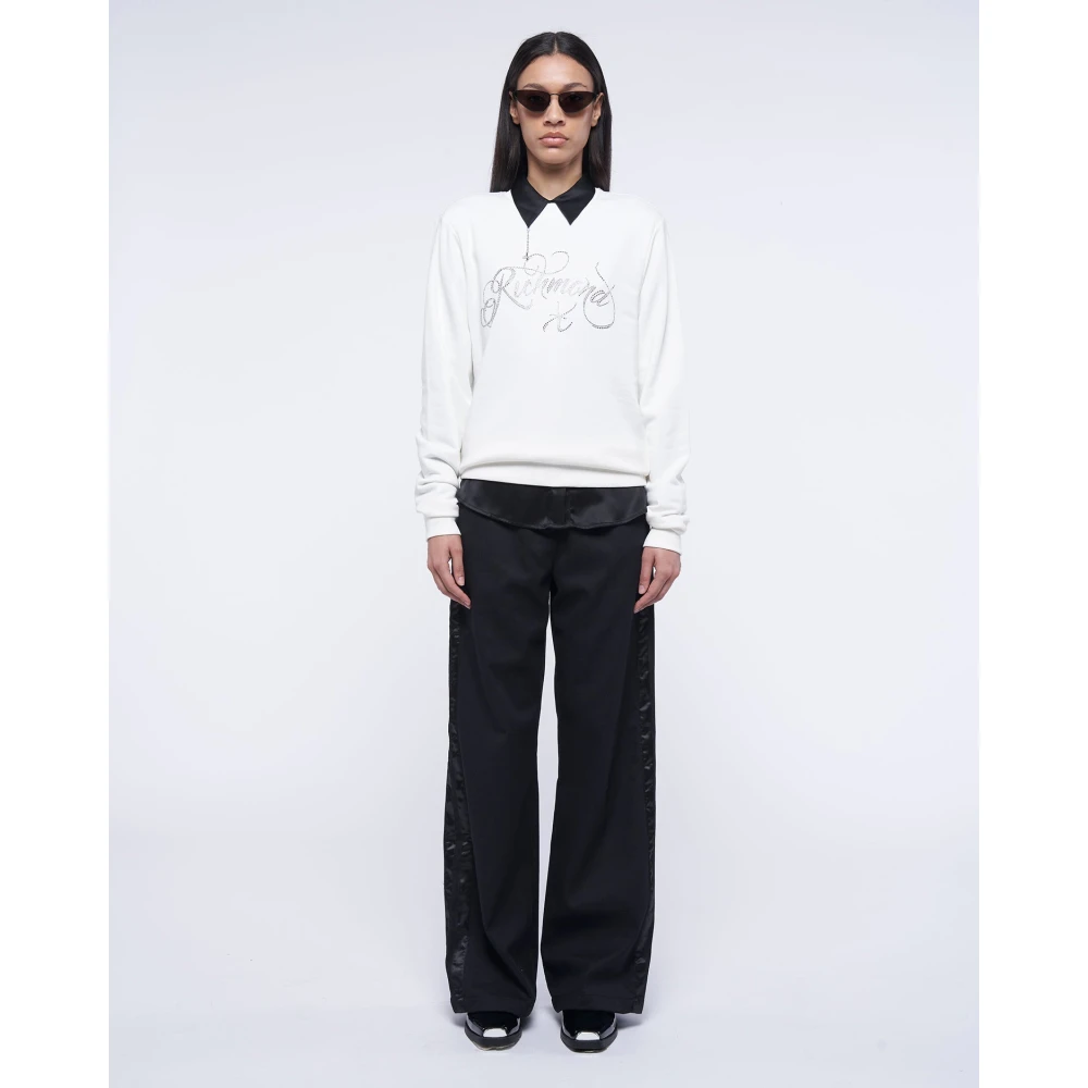 John Richmond Paillet Logo Ronde Hals Sweater White Dames